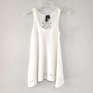 Fun & Flirt laser cut sheer tank top